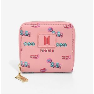 NWT BTS Boy with Luv pink zip wallet